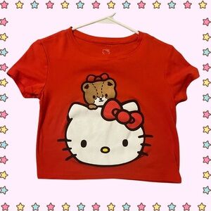 Red Hello Kitty Baby Crop Tee Y2K Sanrio Kawaii Mcbling Gyaru